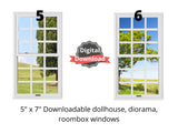 white dollhouse windows with trees by onlinedollstore.com