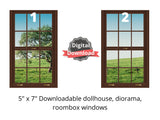 Brown Dollhouse Windows