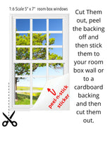 WHITE window STICKER SETS - 1:6 Scale White Window Sets for 11.5" Sized Doll Diorama Wall