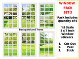 WHITE window STICKER SETS - 1:6 Scale White Window Sets for 11.5" Sized Doll Diorama Wall