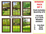 BROWN window STICKER SETS - 1:6 Scale Brown Window Sets for 11.5" Dolls Diorama Room Box Decor