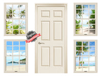DIGITAL DOWNLOAD 1:6 Scale Beige Windows with Door and Beach Scene Views