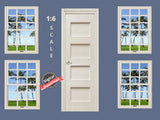 DIGITAL DOWNLOAD 1:6 Scale Four Beige Windows and a Door for 11.5" Sized Doll Diorama Wall Decor Doll Room Box Decor