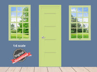 DIGITAL DOWNLOAD 1:6 Scale 4 Lime Green Windows and a Door for 11.5" Tall Dolls Diorama Wall Decor Doll Room Box Decor