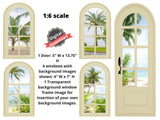 DIGITAL DOWNLOAD 1:6 Scale 4 Buttercream Arched Windows and a Door for 11.5" Tall Dolls Diorama Wall Decor Doll Room Box Decor