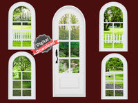 Digital Download 1:6 Scale 4 White Gray Accent Arched Windows and Door Set for 11.5" Tall Dolls Diorama Wall Decor Doll Room Box Decor