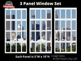 DIGITAL DOWNLOAD 1:6 Scale 5-Piece White Cityscape Windows and a Door for 11.5" Tall Doll Diorama Wall Decor Doll Room Box Decor