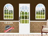 DIGITAL DOWNLOAD 1:6 Scale 4 White Intersecting Arched Windows and Door for 11.5" Tall Dolls Diorama Wall Decor Doll Room Box Decor