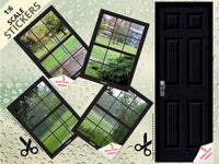 STICKERS 1:6 Scale Rainy Day Set 3 Four Black Windows and Door STICKER SET for 11.5" Tall Dolls Diorama Wall Decor Doll Room Box Decor
