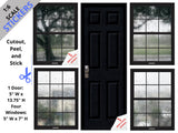 STICKERS 1:6 Scale Rainy Day Set 2 Four Black Windows and Door STICKER SET for 11.5" Tall Dolls Diorama Wall Decor Doll Room Box Decor