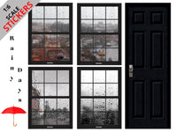 STICKERS 1:6 Scale Rainy Day Set 1 Four Black Windows and Door STICKER SET for 11.5" Tall Dolls Diorama Wall Decor Doll Room Box Decor
