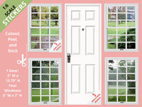 STICKERS 1:6 Scale Rainy Day Set 3 Four White Windows and Door STICKER SET for 11.5" Tall Dolls Diorama Wall Decor Doll Room Box Decor