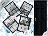 STICKERS 1:6 Scale Snowy Days (Set 1) Four Black Windows and Door STICKER SET for 11.5" Tall Dolls Diorama Wall Decor Doll Room Box Decor