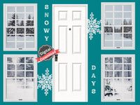 DIGITAL DOWNLOAD 1:6 Scale 4 White Windows and Door (Set 2) Snowy Day Neighborhood Scenes for 11.5" Tall Dolls Diorama Doll Room Box Decor