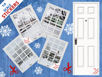 STICKERS 1:6 Scale Snowy Days (Set 1) Four White Windows and Door STICKER SET for 11.5" Tall Dolls Diorama Wall Decor Doll Room Box Decor