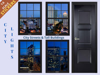 STICKERS 1:6 Scale Night-time City Scenes 4 Black Windows and Door STICKER SET for 11.5" Tall Dolls Diorama Wall Decor Doll Room Box Decor