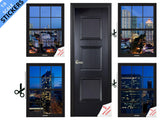 STICKERS 1:6 Scale Night-time City Scenes 4 Black Windows and Door STICKER SET for 11.5" Tall Dolls Diorama Wall Decor Doll Room Box Decor