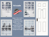DIGITAL DOWNLOAD 1:6 Scale 4 White Windows and Door (Set 2) Snowy Day Neighborhood Scenes for 11.5" Tall Dolls Diorama Doll Room Box Decor