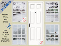 STICKERS 1:6 Scale Snowy Days (Set 1) Four White Windows and Door STICKER SET for 11.5" Tall Dolls Diorama Wall Decor Doll Room Box Decor