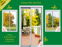 STICKERS 1:6 Sliding Glass Door & Windows with Deck and Fall Trees for 11.5" Tall Dolls Diorama Wall Decor Doll Room Box Decor