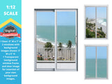 DIGITAL DOWNLOAD 1:12 Scale Beach Scene Patio Balcony Door with 2 Windows for 6 Inch Sized Dolls Diorama Wall Decor Doll Room Box