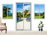DIGITAL DOWNLOAD 1:6 Scale Tropical Pool Side Sliding Glass Doors and 2 Windows for 11.5" Tall Dolls Diorama Wall Decor Doll Room Box Decor