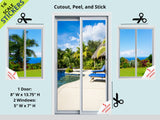 Dollhouse STICKERS 1:6 Tropical Poolside Sliding Glass Door & Windows