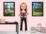 18" Sized Doll BLACK Windows DIGITAL DOWNLOAD with Beach Scene Images for 18" Sized Dolls Diorama Wall Decor Doll Room Box Decor